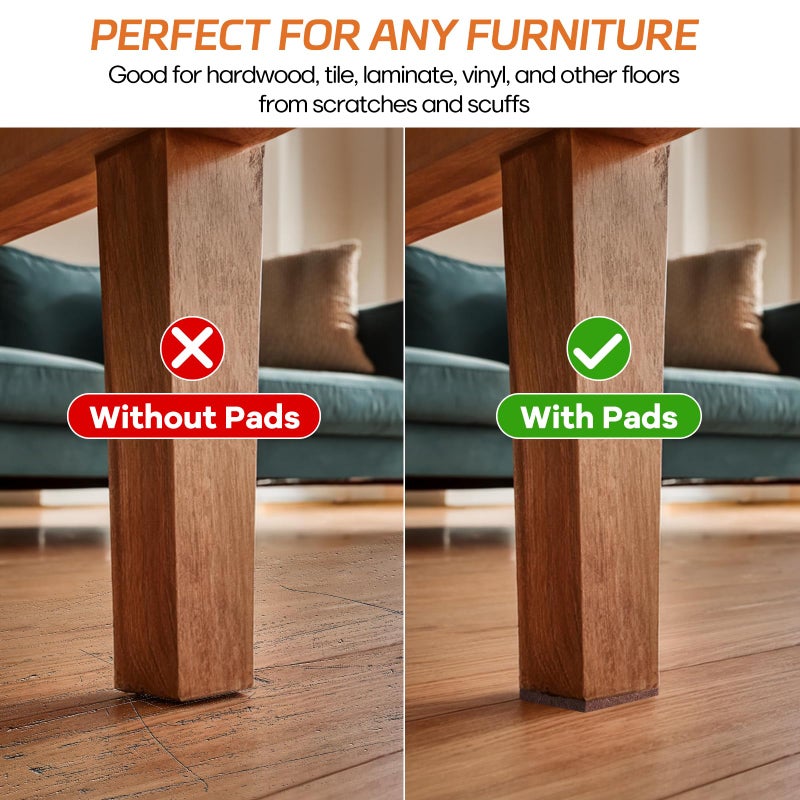 BAIPOK Furniture Pads 10 Pieces Self Adhesive Furniture Felt Pads, 8" x 6" Cuttable Felt Chair Pads, Anti Scratch Furniture Floor Protectors for Furniture Legs Hardwood Floor, Brown - Image 3